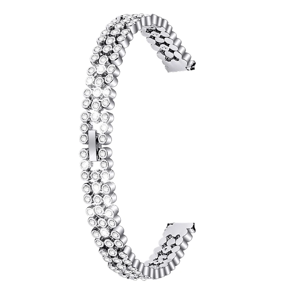 

Stainless Steel Rhinestone Watchband Replacement Strap Elegant Wristband For Women Compatible With Galaxy R370 Sparkling Durable