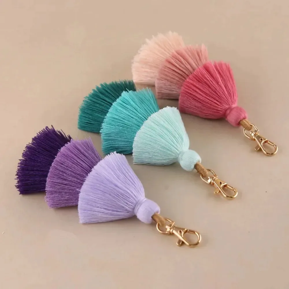 Woman Girls Candy Cotton Thread Fringed Bag Pendant Ethnic Keychain Luggage 3-layer Ear Pendant Bag Parts Strap Accessories