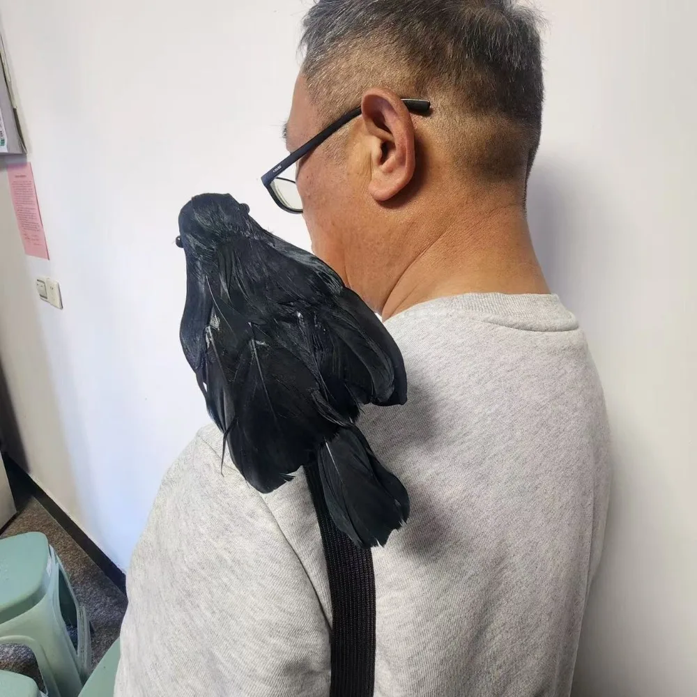With Shoulder Strap Halloween Simulation Crow Cosplay Costume Props Realistic Fake Crow Ornaments Flocking High Quality