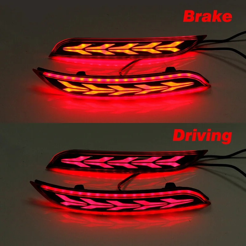 2x LED Rear Bumper Reflector Brake Turn Signal Light For VW POLO Hatchback 3 Function