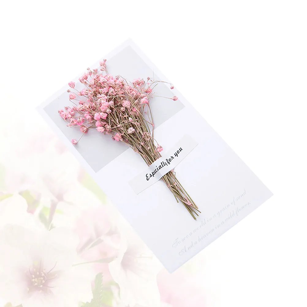

6Pcs Elegant Handmade Decorative Card Dried Flower Detail Natural Aesthetic Folding Greeting Card for Valentine's Day Mother's