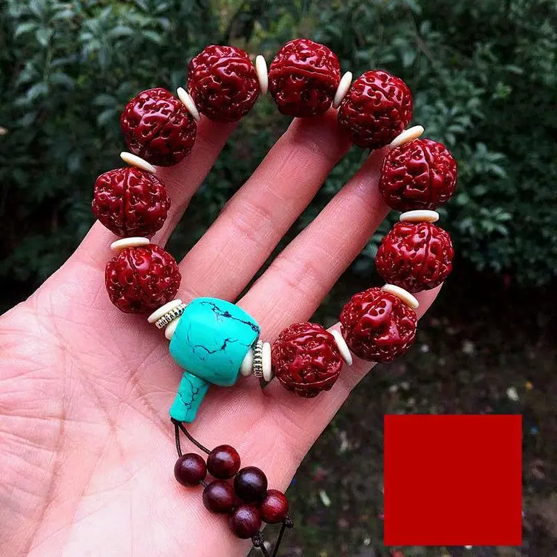 Five Faces Six-Flap Brushed Patina Jadified Old Jingang Pipal Tree Seed Cultural Artifact Prayer Beads Bracelet Rosary B