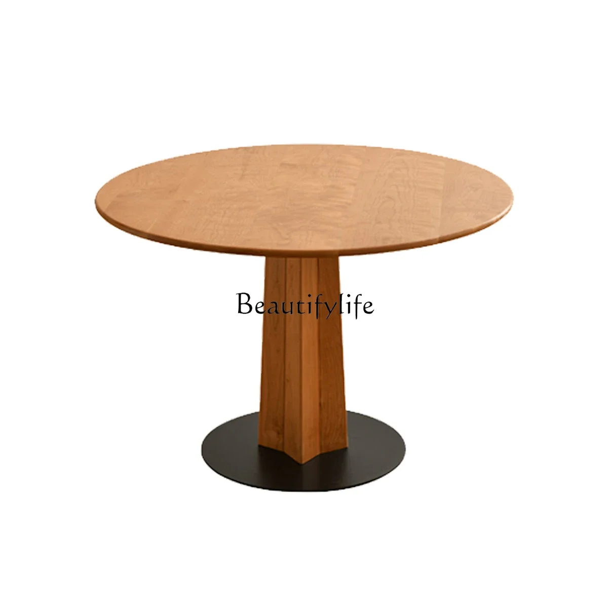 

LD33Nordic round retro dining table living room solid wood home cherry wood Japanese dining table