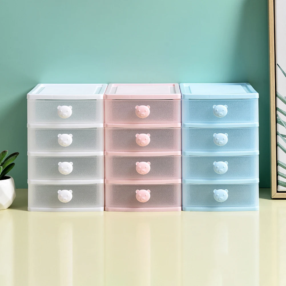 4-Layer Drawer Storage Box Desktop Organizer Makeup Tools Sundry Holder Compact Lightweight Space-Saving Sturdy