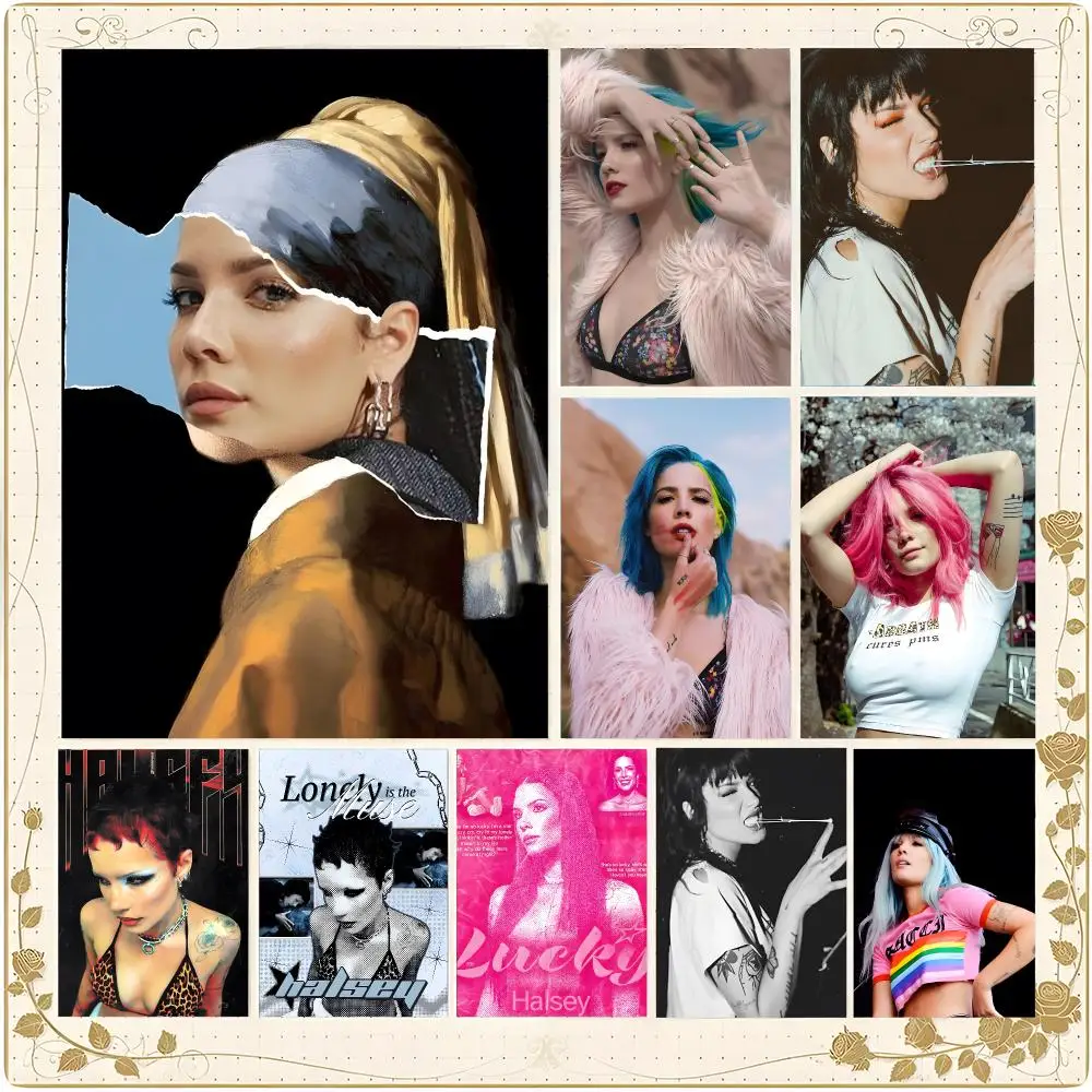 Singer Pop Halsey Poster Wall Art Painting for Living Room Interior Decor and Gift Options