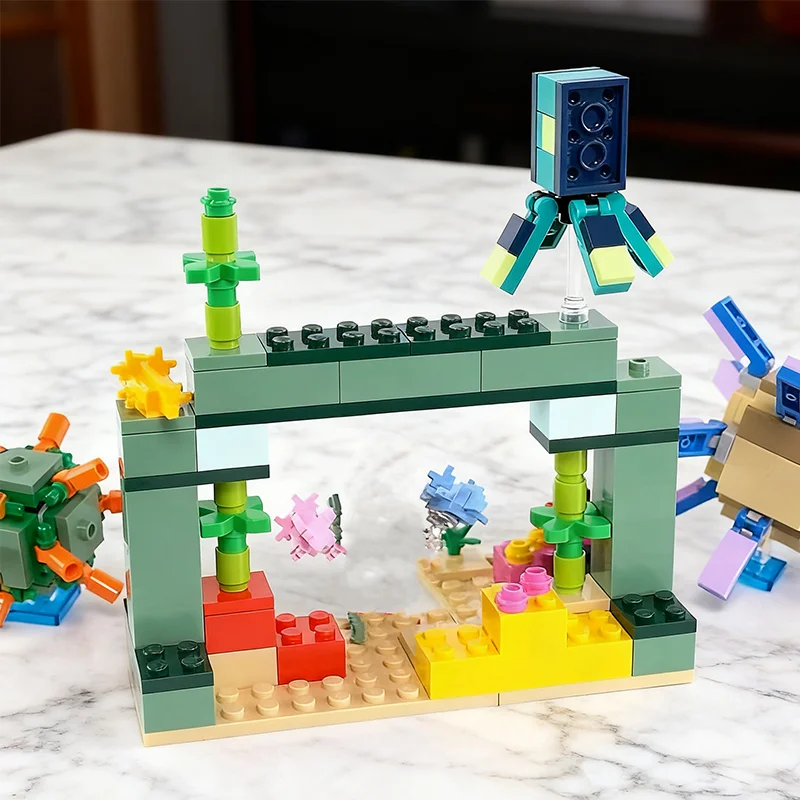 

Третья вечеринка MOC, совместимые наборы My Pixel World Series, строительные блоки Elder Guardian Axolotl, сборные игрушки для детей ﻿