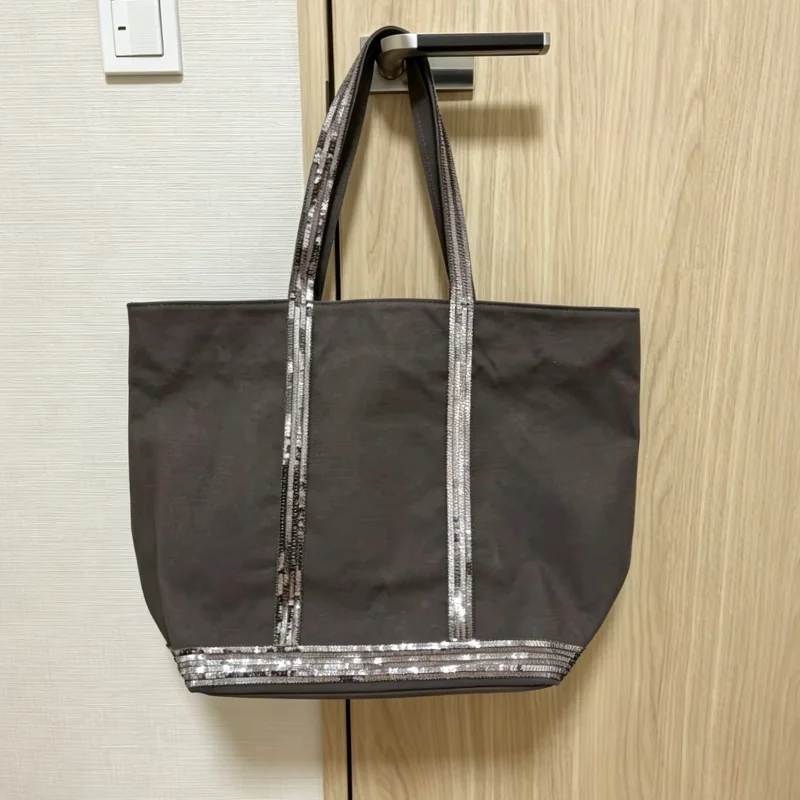 Fashionable Brand Designer Tote Bag New Vintage Sequined Bucket Bag Niche Contrasting Color Canvas Bag Simple Versatile Handbag
