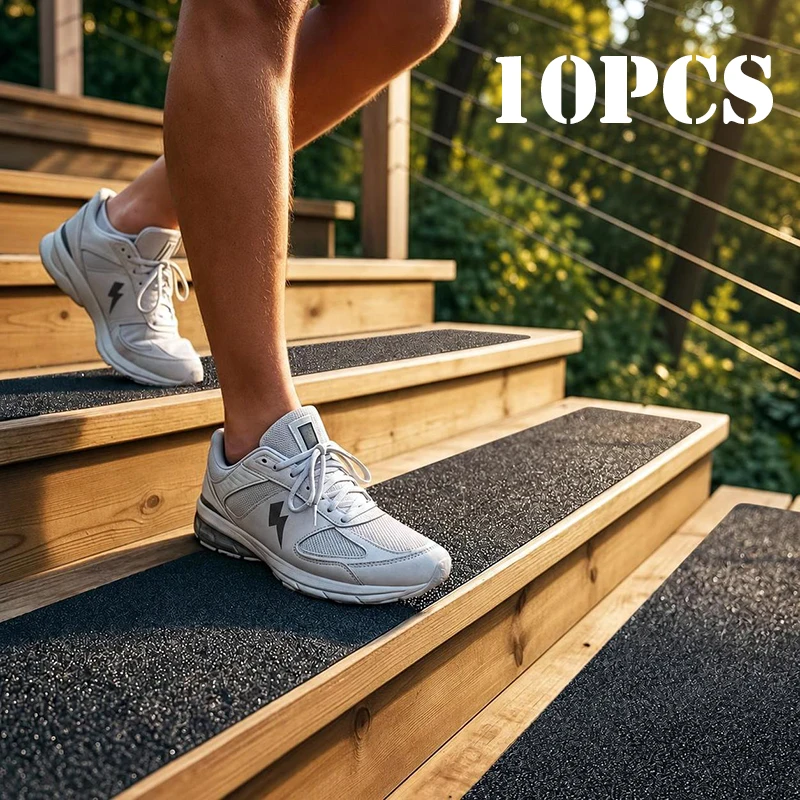 80 Grit Non Slip Stair Treads Outdoor Waterproof Grip Tape Weather Resistant Anti Skid Safety Traction Strips for Wooden Steps