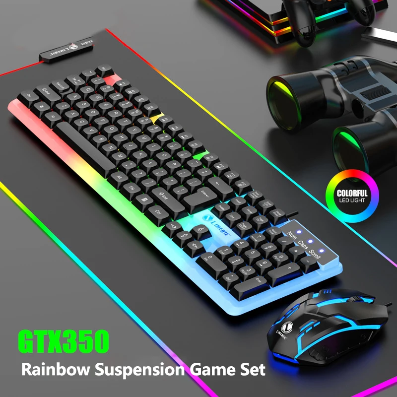 Mechanical Keyboard And Mouse Set Hot-Swappable Gaming Wired Keyboard RGB Light For Mac Windows Computer PC Gamers Laptop Office