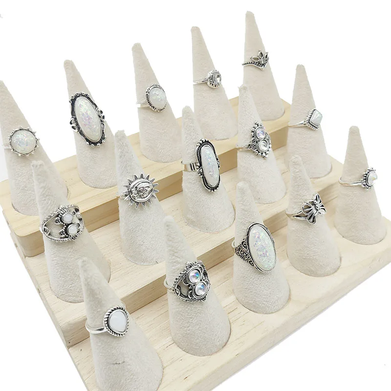 50 teile/los Großhandel Heißer Große Gefälschte Opal Geschnitzte Finger Ringe für Frauen Party Schönheit Kristall Blume Mond Sonne Schädel Crown bar Schmuck – Detail 8