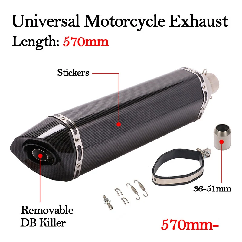 

Universal Motorcycle Muffler 470mm 570mm Length DB Killer Escape Moto Pipe For MT07 ER6N Z800 ZX10R Motorcross Exhaust