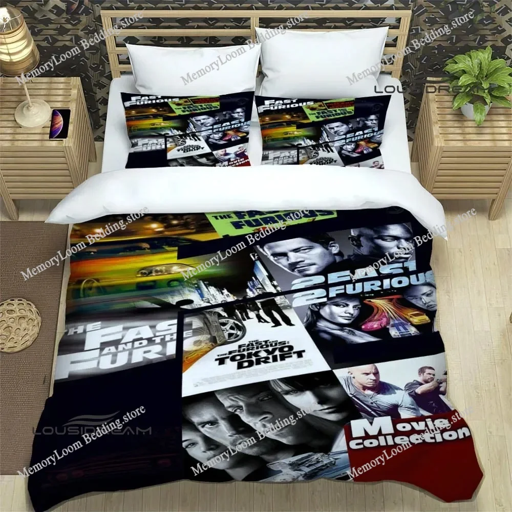 TV Drama Popular Fast & Furious Bedding Set Single/Twin/Queen Size Duvet Cover 3D Print Soft Bed Sheet Set Adult Bedroom Decor