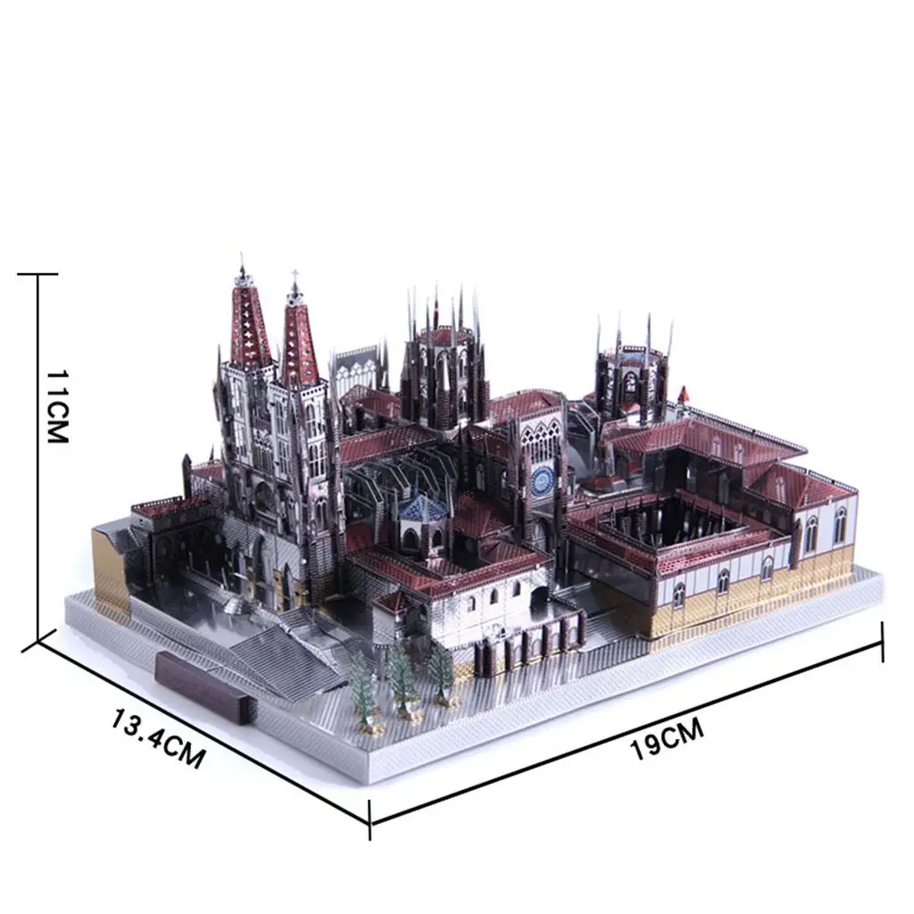 Analyste de construction de modèles de sculpture d'art en métal 3D, ensemble de jeu, cathédrale CON