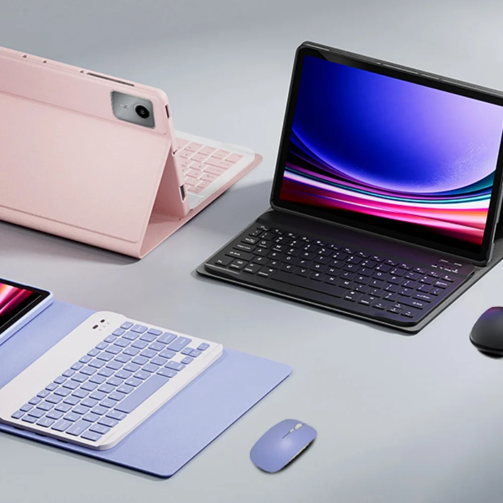 Keyboard Tablet Case for Lenovo Tab M11 / Tab K11 LTE 2024 11inch Mouse and Detachable Keyboard PU Leather Cover Auto Sleep/Wake