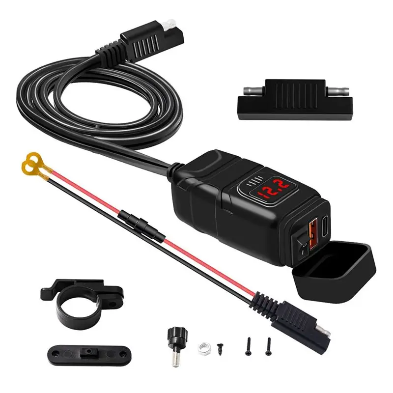 

AEF3-Modified Car PD+QC3.0 Quick Charge Waterproof Quick Adapter Switch Digital Motorcycle Accessories