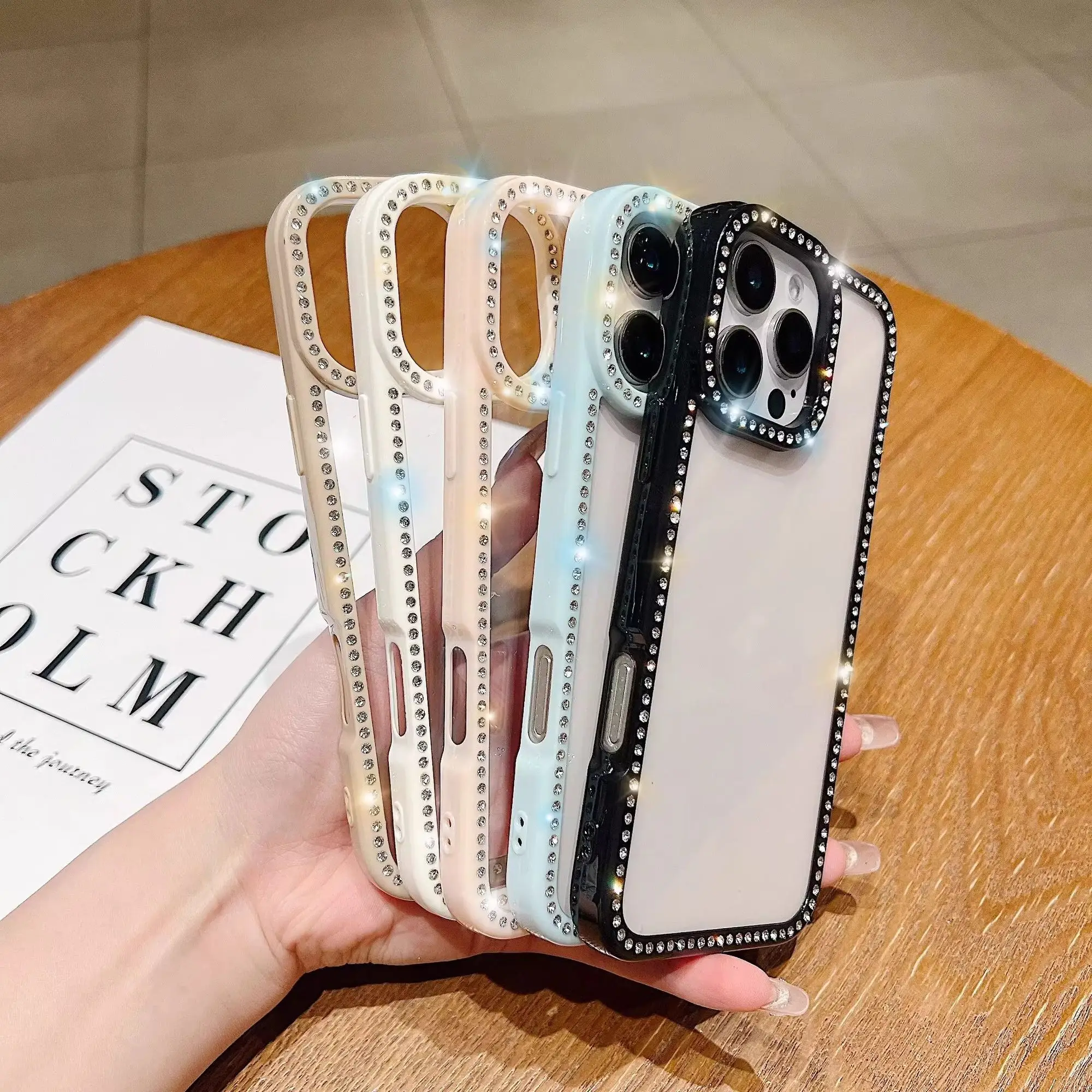 

Чехол для телефона с ромбовидной рамкой подходит для iPhone 16, защита от падения, роскошный чехол для телефона iPhone 15, модный чехол для телефона iPhone