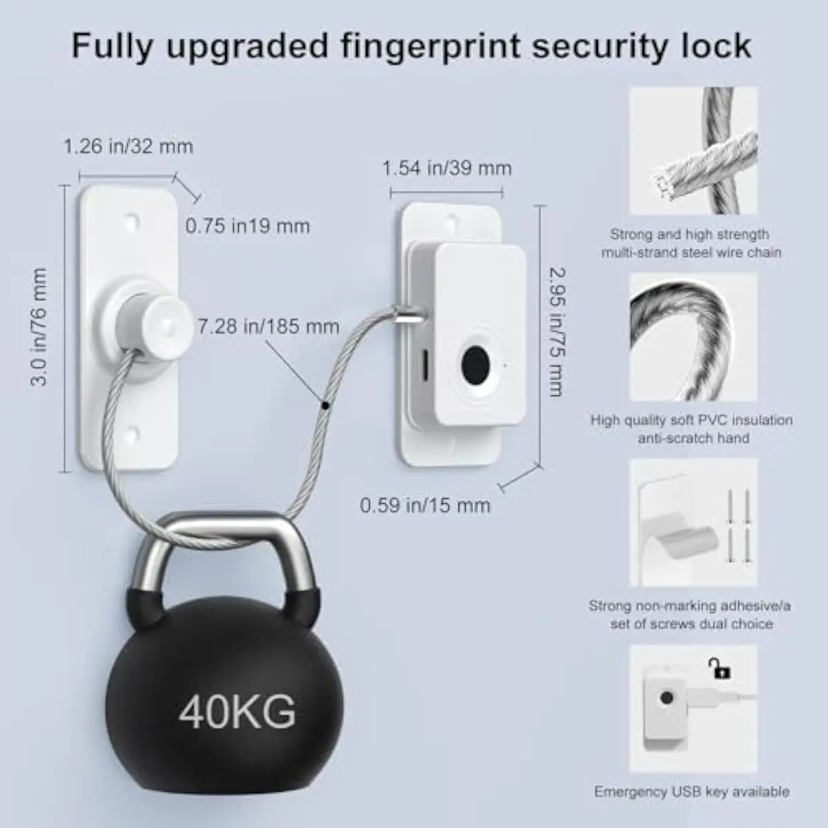 Fingerprint Fridge Lock - Child & Pet Proof Security for Drawers, Cabinets, Ovens, Toilet | Smart Biometric& USB Key | Easy Inst