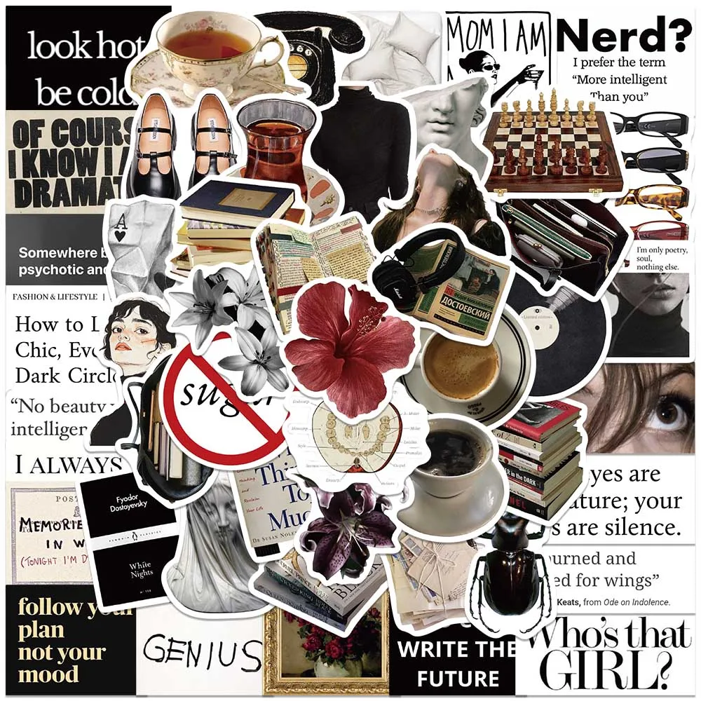 

50PCS Vintage Museum Art Stickers Retro Aesthetic Vibe Masterpiece Decals For Journal Scrapbook Laptop Phone Case Wall Decor