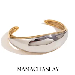 MamacitaSlay Popular Minimalist Mixed Color Spliced bracelets Cuff bangles gold plated Stainless steel jewelry woman Accessories