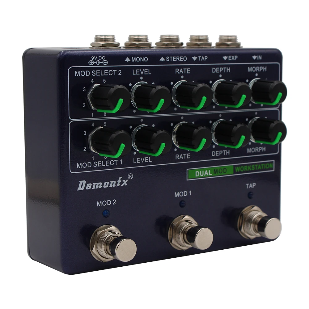 Demonfx-DUAL MOD WORKSTATON Guitar Bass Effect Pedal,Reverb ,Delay Pedal  And True Bypass, New