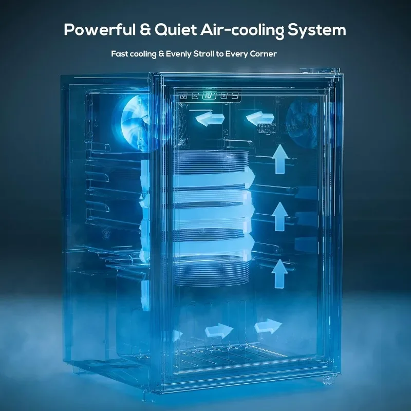 Beverage Refrigerator Cooler Freestanding Mini Fridge Cooler with Glass Door, Adjustable Shelves & Digital Temperature Display