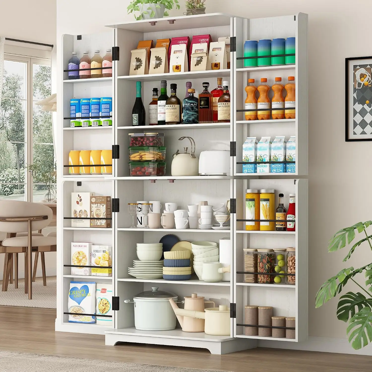 72” Tall Kitchen Storage Pantry, 31.5”W Modern Cabinet Wood Cupboard with Storage Shelves, Pantry Cabinet with 4, Customized
