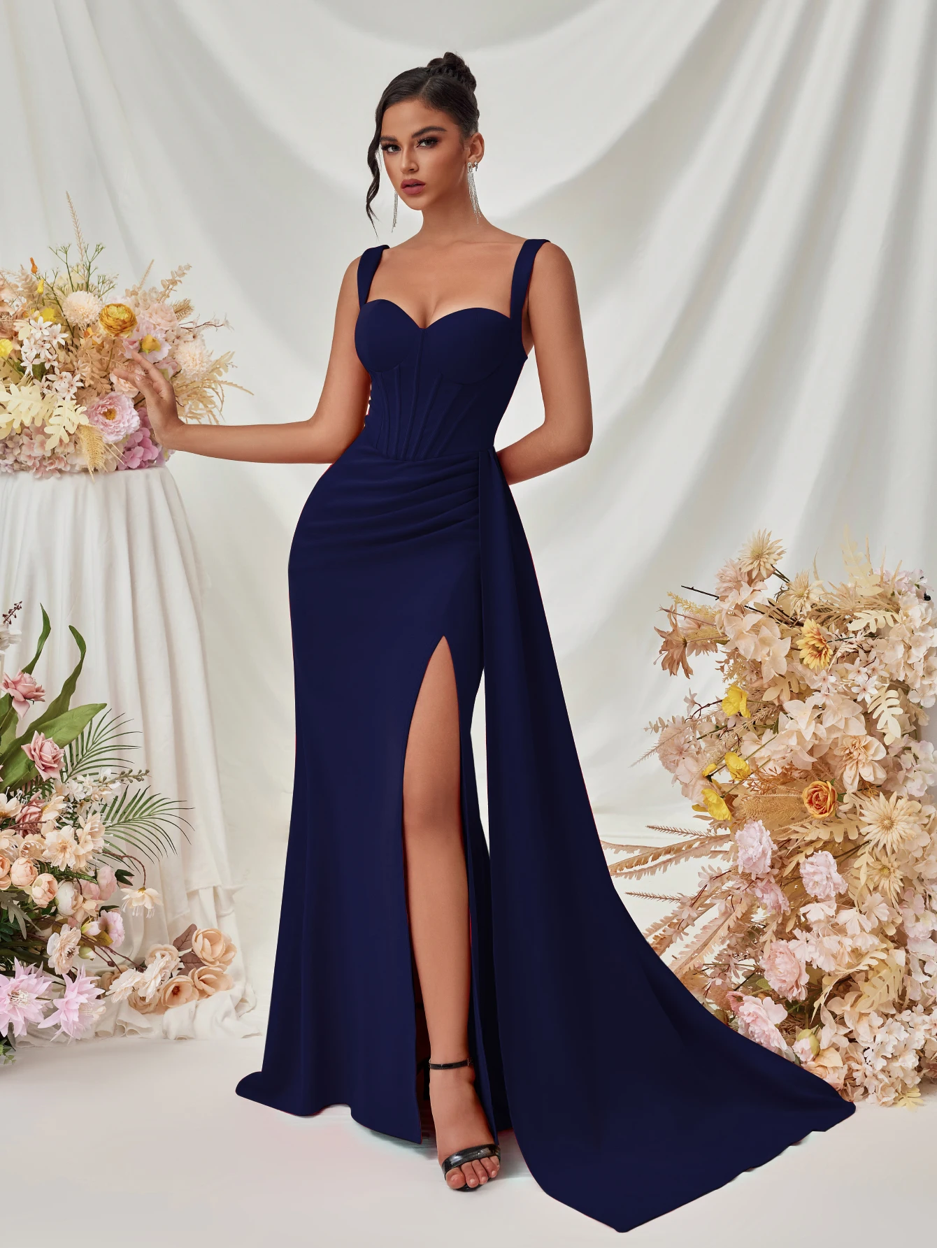 Elegant Maxi ชุดเจ้าสาวงานแต่งงานสําหรับผู้หญิงชุดราตรีชุดราตรีค็อกเทลสปาเก็ตตี้ Sweetheart Elegant Gala เสื้อผ้า