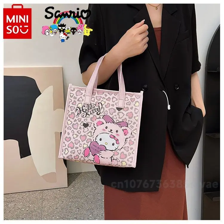 Miniso Hello Kitty nowa damska torebka modna wysokiej jakości damska torba na ramię kreskówka duża pojemność damska Mini torba