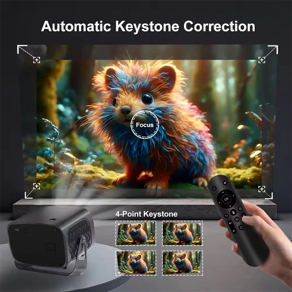 Proiettore nativo KaiAqua 360 °   Ruota 1080P Supporto nativo 4K Messa a fuoco automatica Smart portatile wireless Wifi 6 Android 13 Home Cinema TV