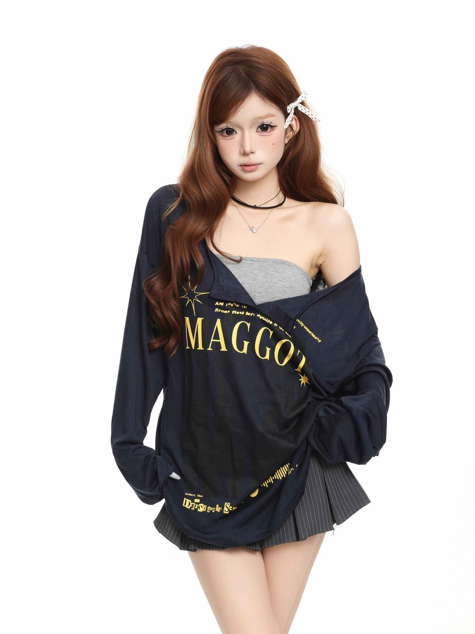 BASTERDS American Style Long Sleeve T-Shirt Women's Autumn Backless Sun Protection Cover up Top Portrait Print Casual Tee