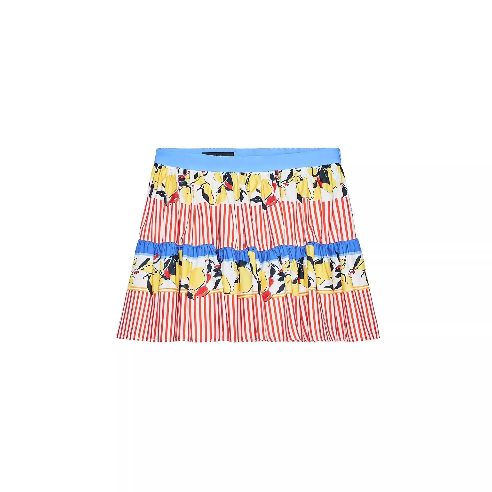 

Summer New Cotton Lemon Print Midi Skirt Women's Sweet Sle ort Skirt l Waist Baking Cake Skirt Floral Pattern