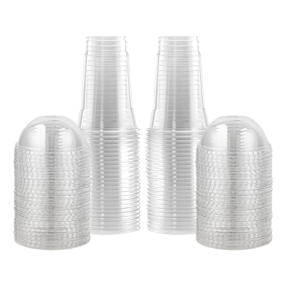 

50 Pcs PP Cup with Lid Plastic Fruit Cups Small Portable Juice Travel