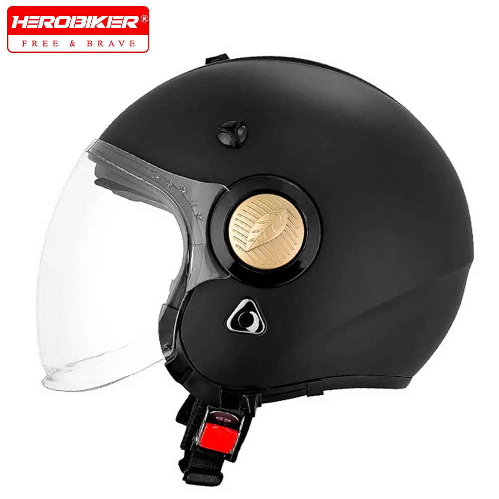 خوذة دراجة نارية للرجال والنساء، خوذة نصف خوذة دراجة نارية كلاسيكية، قبعة صلبة للفصول الأربعة العالمية