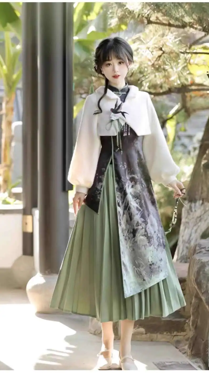 New Chinese Style Hanfu Improve Daily Han Elements Guofeng Cheongsam Dress Coat Dress Cheongsam Skirt Coat Fiesta Carnival