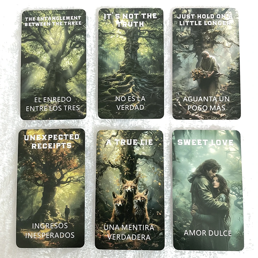 Spanish and English Oracle Cards, The Unknown Forest Tarot Cards 12x7cm, Prophecy Taro Deck, Fortune Telling Toys, 12x7cm Cards