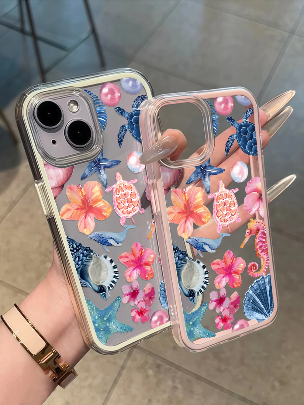 Tropische Strand-Schildkröten-Seepferdchen-Muschel-Handyhülle für Galaxy A57 A37 A55 A54 A36 A35 5G S25 S24 S23 S22 Plus S26 Ultra FE 5G Cover – Detail 6