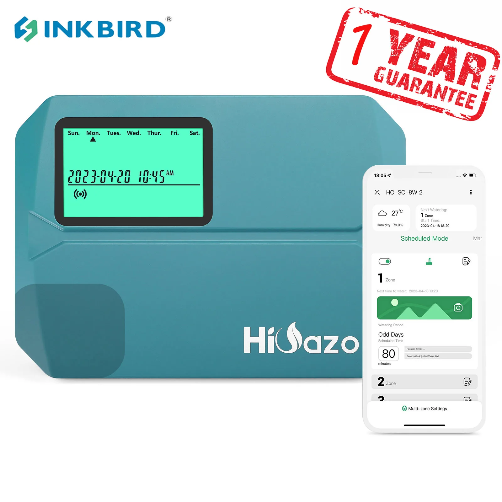 

INKBIRD 6-Zone Controls Wi-Fi Digital Sprinkler Controller Garden Intelligent Irrigation System Outdoor Rain Delay Water Timer