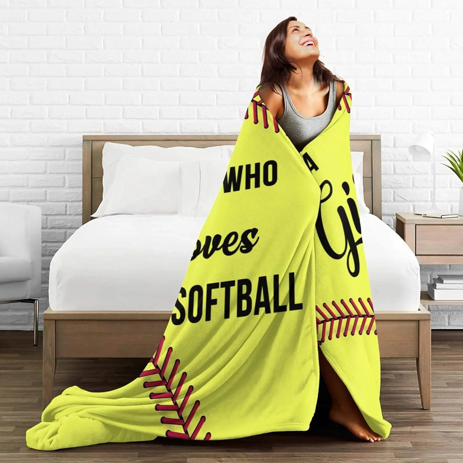 just a girl who likes softball blanket soft pitching blanket comfortable plush outdoor sand sofa birthday gift blanket