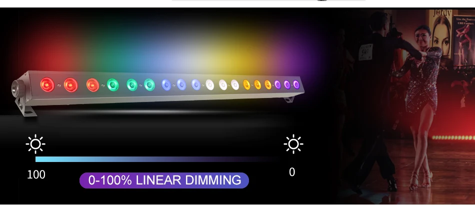 AICPOSE DMX 18x12W LED RGBW LED Pixel Wall Washer LED Bar Bühnenlicht für Party, Hochzeit und Eventbeleuchtung – Detail 4