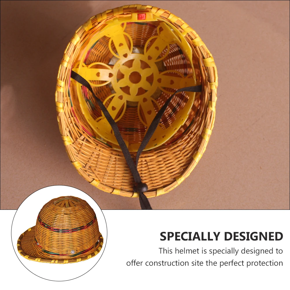 

Ventilate Bamboo Woven Safety Durable Construction Protective Cap For Workers Outdoor Hard Hat Short Brim Comfortable