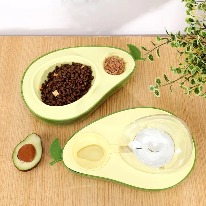 Avocado Cat Bowl Double Bowl Automatic Drinking Water Cat Food Bowl Neck Protection Anti overturning Cat Drinking Water