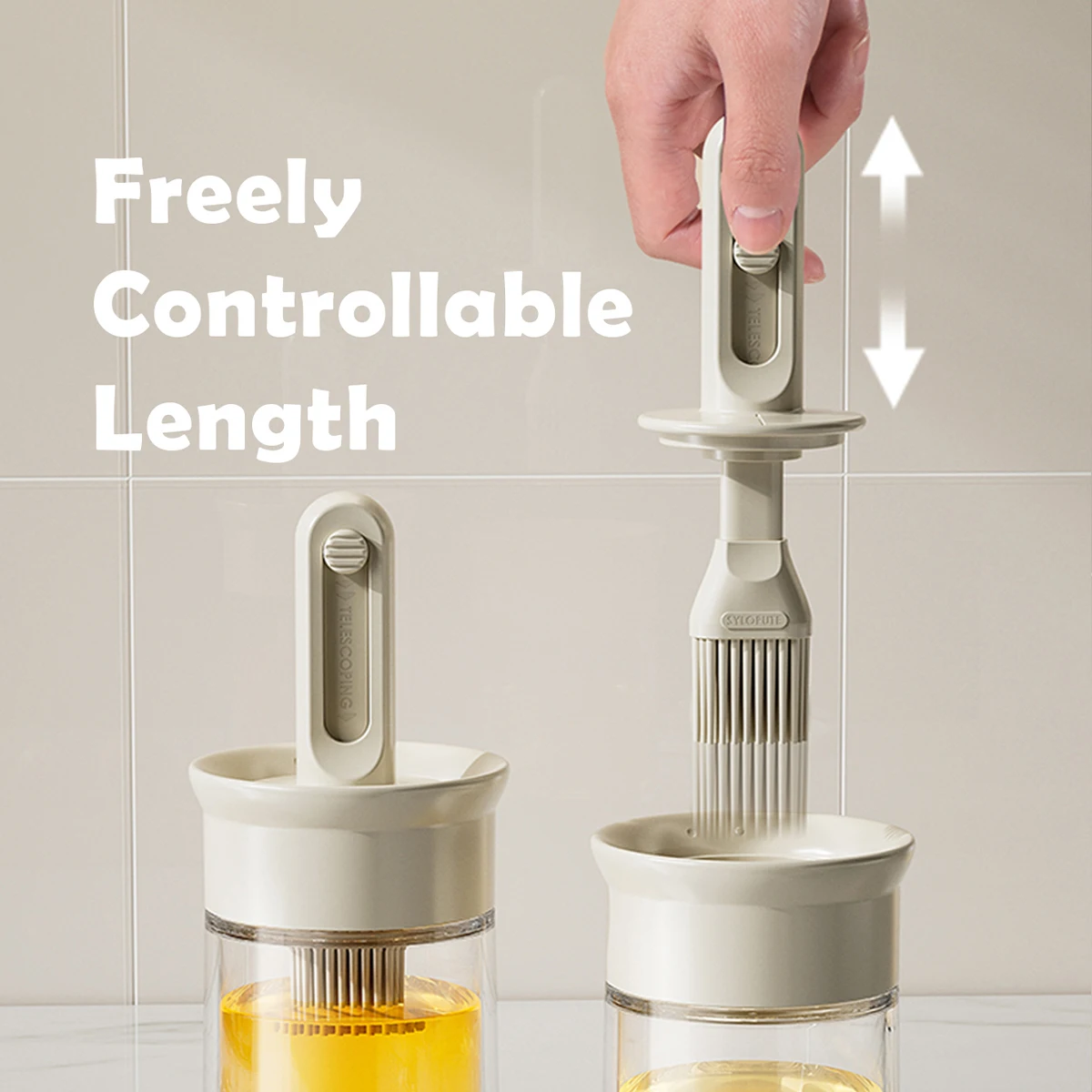 WMMO Telescopic Oil Brush Integrated Bottle Adjustable Length High Temperature Resistant Household Kitchen Barbecue Baking Tool