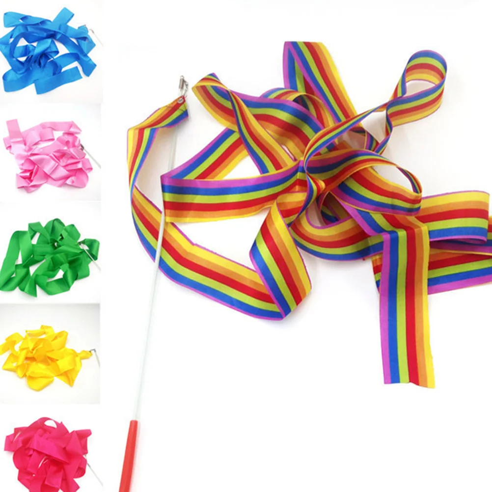 

14Pcs Gymnastics Dance Ribbon Set Silk Twirling Rod Ribbons for Party Christmas Gymnastics Artistic Exercise