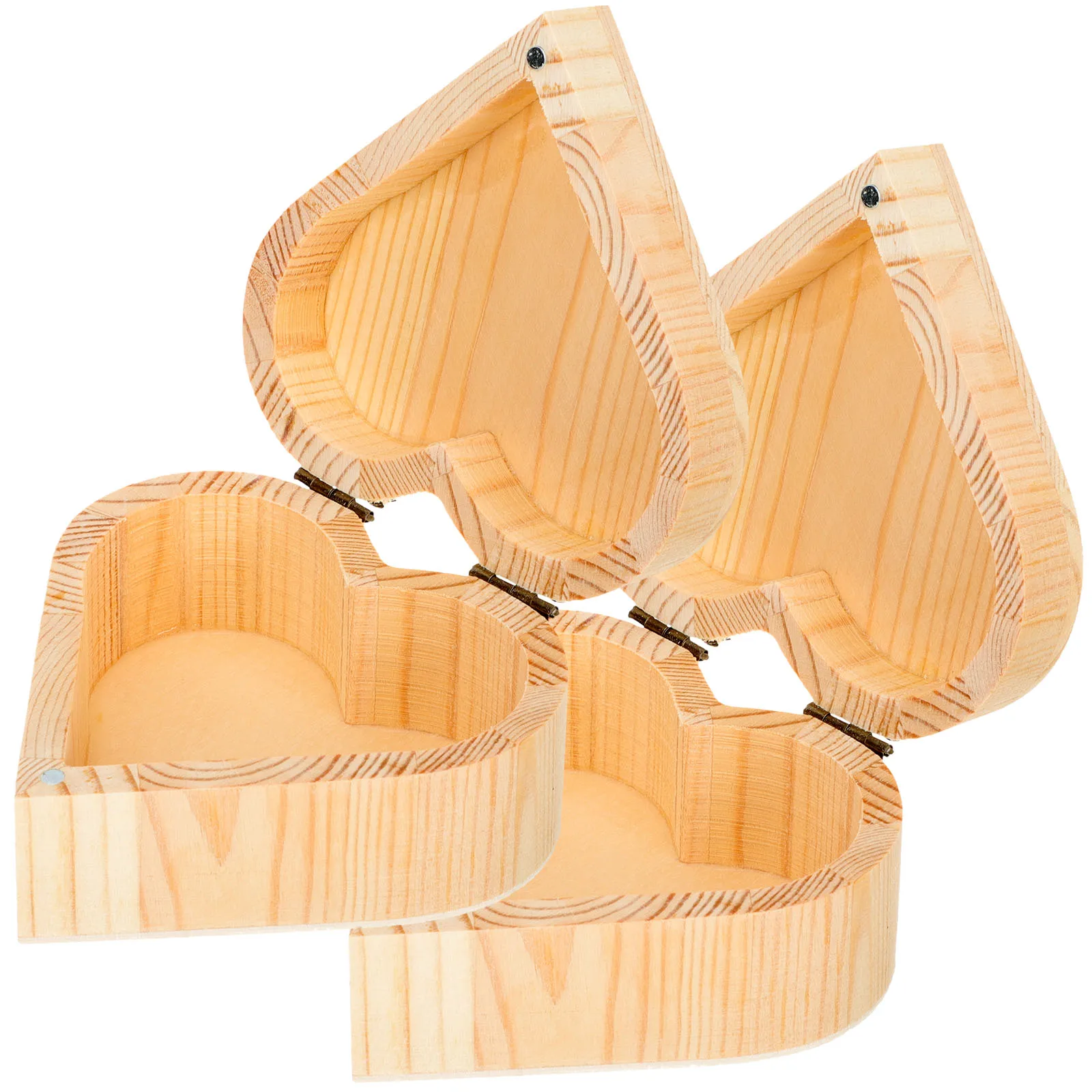 

2 Pcs Heart Jewelry Box Wood Trinket Container Rings Holder Storage Case for Earrings Necklaces Bracelets Dustproof Professional