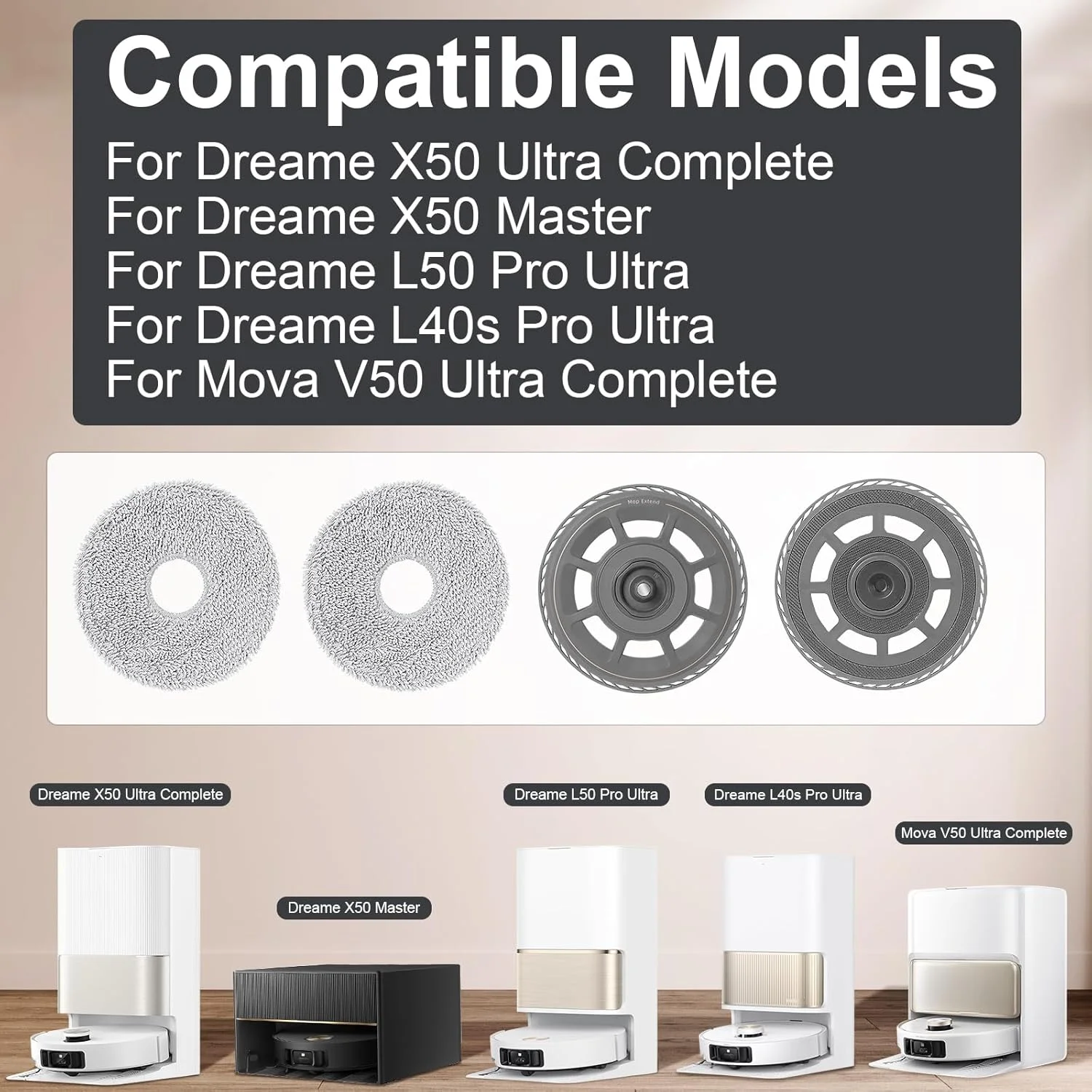 لـ Dreame X50 Ultra Complete / X50 Master / L50 Pro Ultra / L40s Pro Ultra/Mova V50 Ultra ملحقات روبوت الشفط الكاملة،