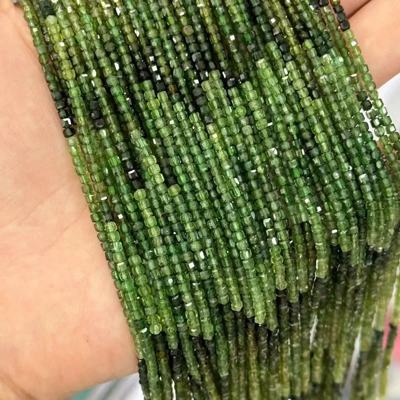 Blue/green/yellow/red Tourmaline square faceted 2MM 38cm  for DIY jewelry making  loose beads  FPPJ wholesale nature