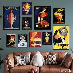 Modern Vintage Champagne Gold Canvas Wall Art  Food  Drink Advertising Poster for Home Bedroom Living Room Decor