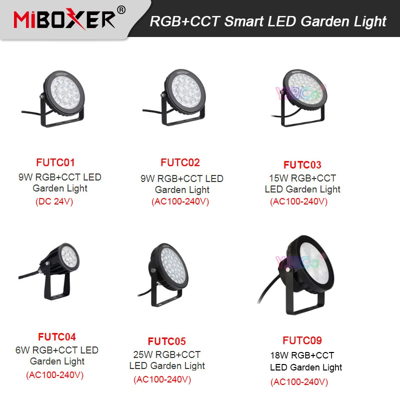 

Miboxer Smart RGB+CCT LED Garden Light 6W 9W 15W 18W 25W Lawn Lamp 24V 110V 220V Waterproof Outdoor Lights 2.4G Remote control