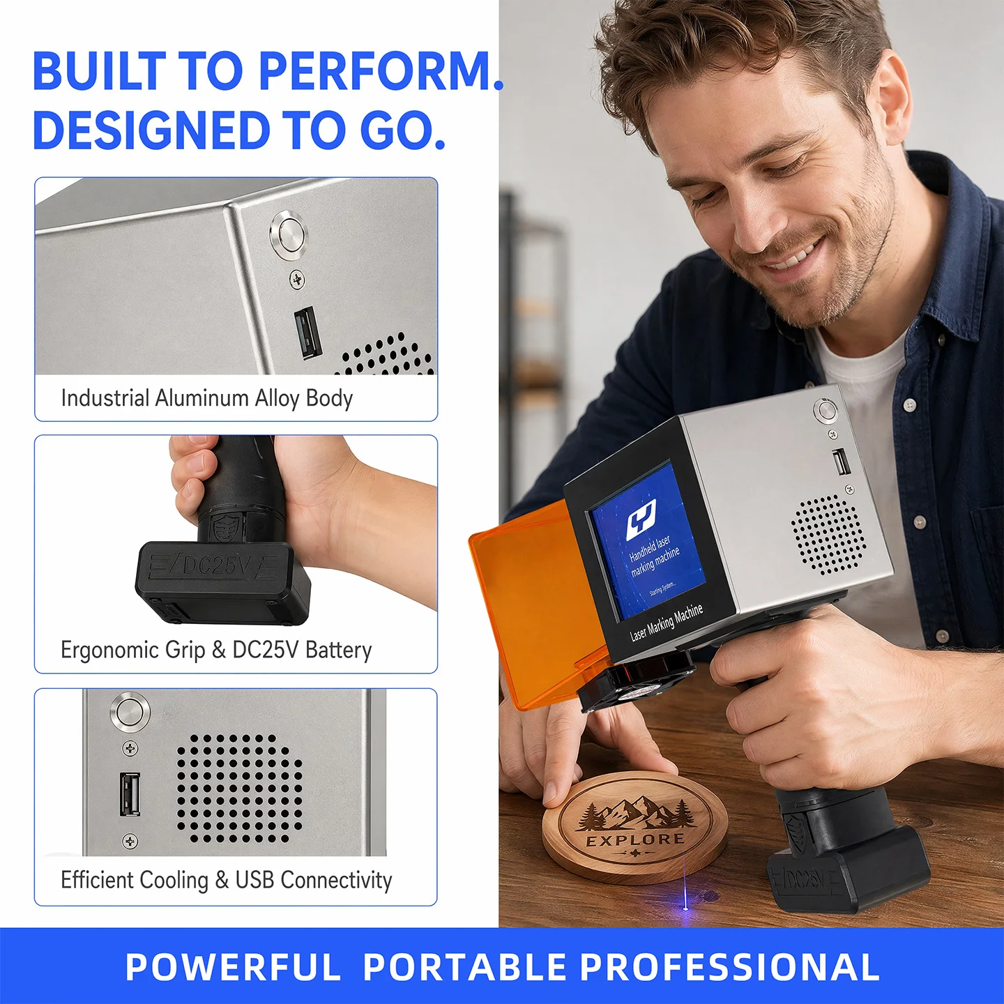Yaomatec New Model Handheld Mini Laser Printer Portable Laser Marking Machine for Metal Aluminum Iron Plastic Engraving