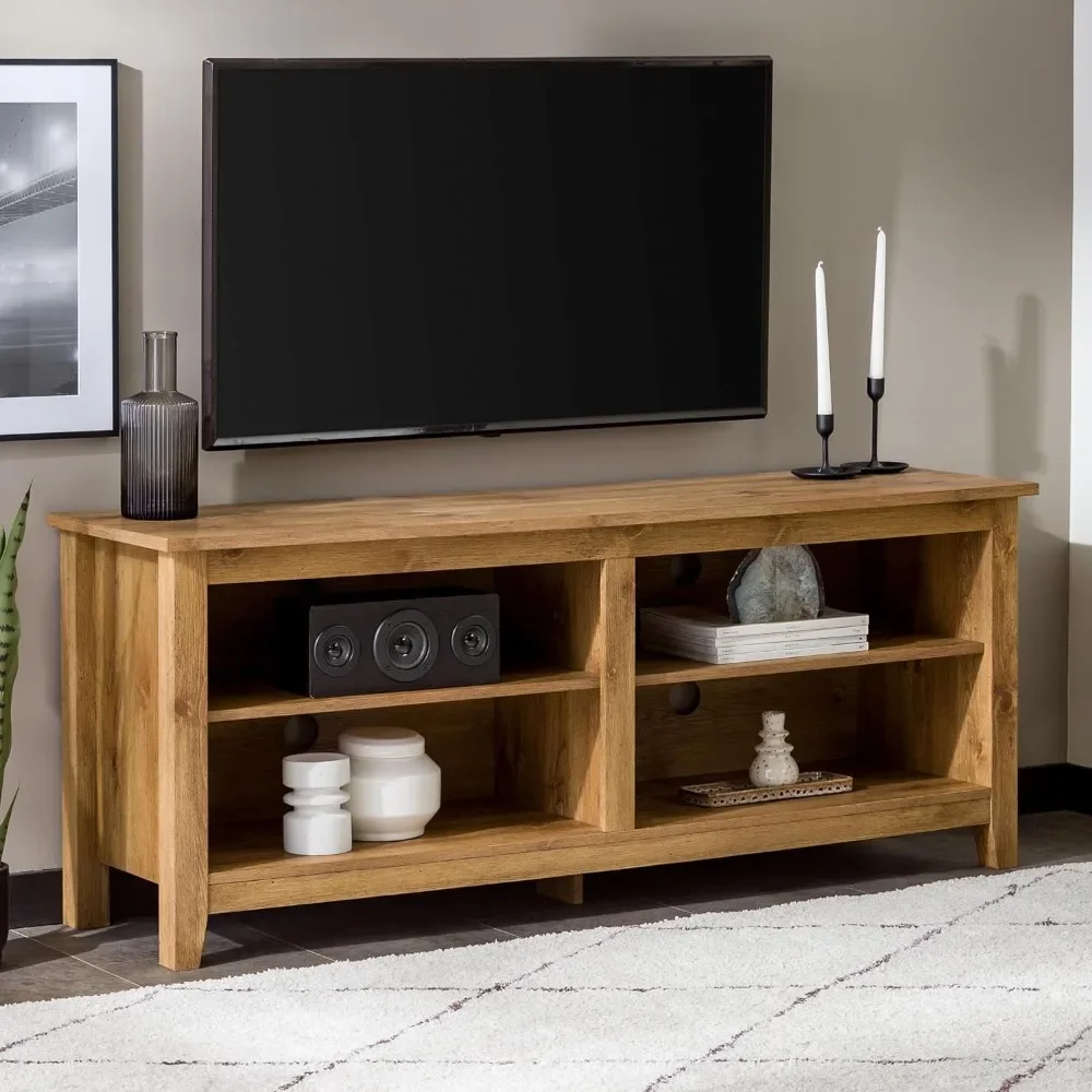 

Classic 4 Cubby TV Stand for TVs Up to 65 Inches 58 Inch Barnwood Freight Free Dresser Wall Shelves Tv Console Furniture Shelf